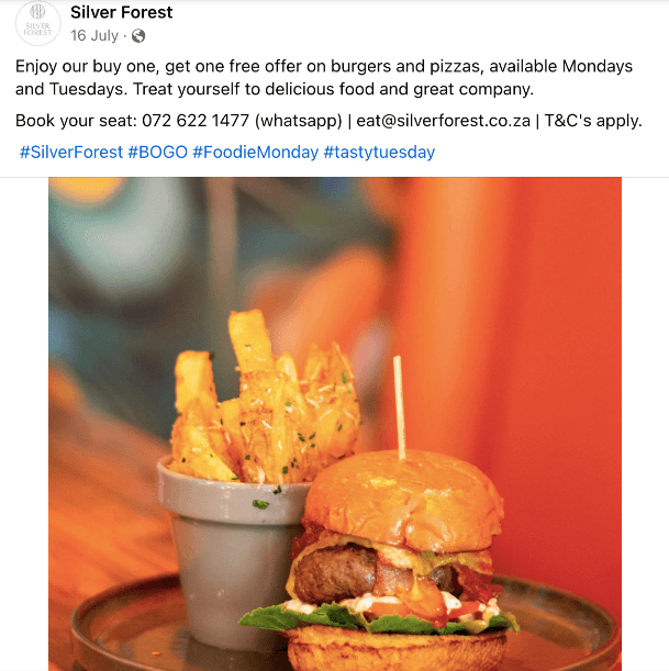 Silver Forest monday specials Cape town
