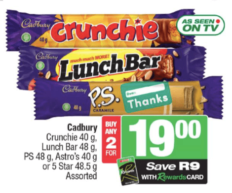 Cadbury spar specials